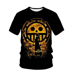 Trafalgar Law Heart Pirates Emblem Black T-shirt for Boys