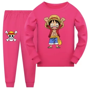 Vibrant Pink One Piece Anime Pajama Set for Kids