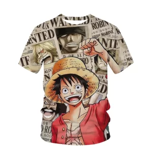 Wanted Poster Collage Luffy One Piece T-Shirt for Kids