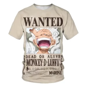 Wanted Poster Monkey D. Luffy Beige T-Shirt for Kids