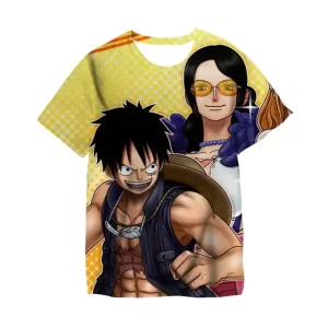 Yellow Luffy and Robin Dynamic Duo One Piece Kids T-shirt