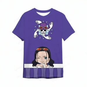 Cute Chibi Nico Robin Logo One Piece Purple T-shirt for Boys