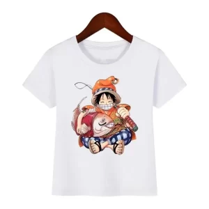 Cute Fisherman Luffy Koi Fish Artwork White Kids T-shirt