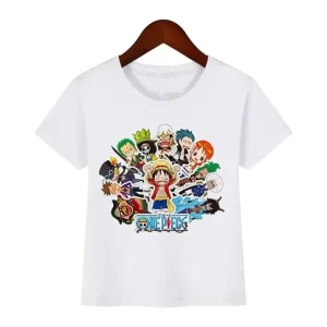 Cute One Piece Chibi Characters White Boys' T-shirt