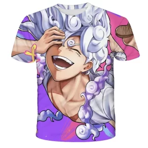 Joyful Sun God Luffy Gear 5 Purple Burst T-shirt for Boys