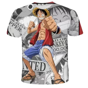 Luffy Power Fist Wanted Poster Design T-shirt for Boys