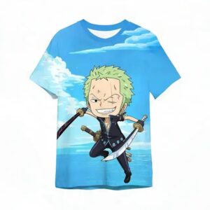 One Piece Chibi Zoro Sky Adventure Blue Boys' T-shirt