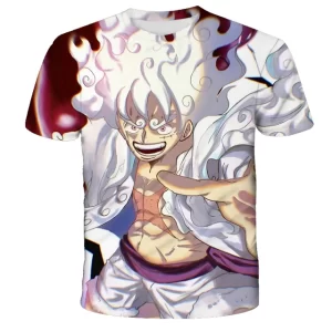 One Piece Gear Fifth Luffy White Flame Aura Kids T-shirt