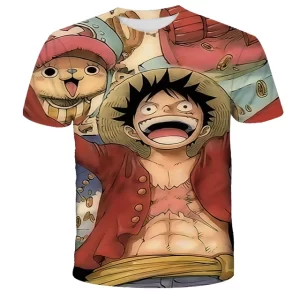 One Piece Happy Luffy & Chopper Adventure Art Kids T-shirt