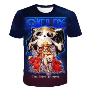 One Piece Iron Throne Pirate King Luffy Blue Boys' T-shirt