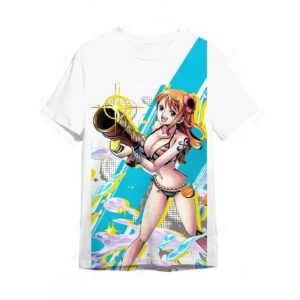 Sexy Nami Bazooka Beach Art White Graphic T-shirt for Kids