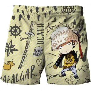 Chibi Trafalgar Law Doodle One Piece Kids Shorts for Boys