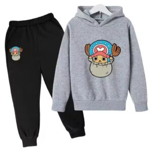 Cotton Candy Lover Tony Chopper Gray Black Children's Hoodie Set