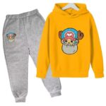 Cotton Candy Lover Tony Chopper Yellow Gray Hoodie Set for Boys