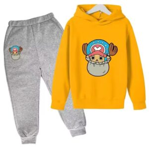 Cotton Candy Lover Tony Chopper Yellow Gray Hoodie Set for Boys