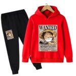 Dead or Alive Luffy Poster Red Black Children's Hoodie Set