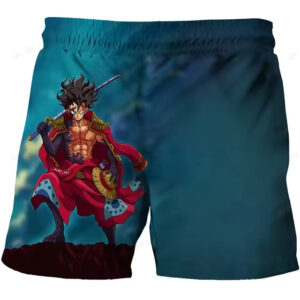 Epic Warrior Samurai Luffy Wano Arc Blue Kids Shorts