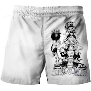 Funny Straw Hat Pirates Crew Monochrome White Boys' Shorts