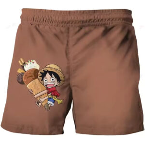 Jolly Luffy Ice Cream Delight Brown Shorts for Children