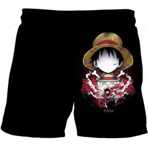 Luffy Gear Two Aura Silhouette One Piece Black Kids Shorts