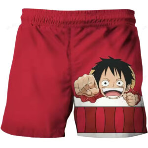 Monkey D. Luffy Barrel Punch Red One Piece Kids Shorts