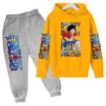 Monkey D. Luffy Flame Fist Yellow Gray Kids Hoodie Set