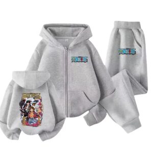 Monkey D. Luffy Gear Evolutions All-Gray Children's Hoodie Set