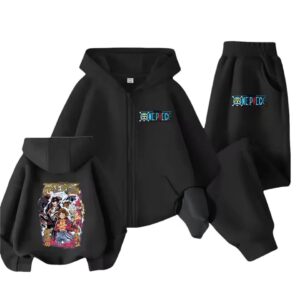 Monkey D. Luffy Gear Evolutions Black Hoodie Set for Boys