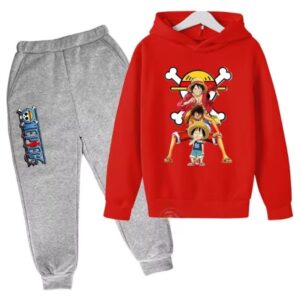 Monkey D. Luffy Generations Red Gray Hoodie Set for Kids