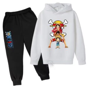 Monkey D. Luffy Generations White Black Hoodie Set for Kids