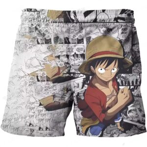 Monkey D. Luffy Manga Panels Collage White Kids Shorts