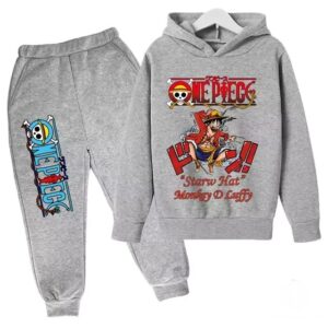 Monkey D. Luffy One Piece Skull All-Gray Kids Hoodie Set