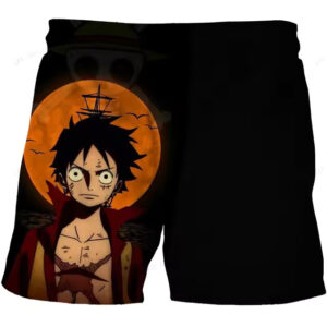 Monkey D. Luffy Orange Moon Skull Shadow Shorts for Children