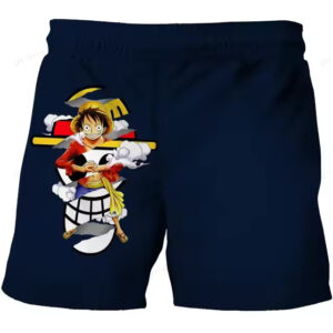 Monkey D. Luffy Pirate Flag Clouds Art Navy Shorts for Kids