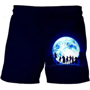 Moonlit Straw Hat Pirates Crew Silhouette Navy Kids Shorts