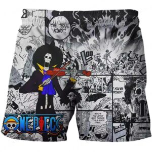 One Piece Brook Soul King Manga Panel Shorts for Boys