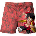 One Piece Luffy Action Skull Icon Pattern Shorts for Boys
