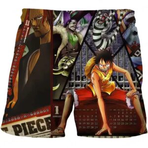 One Piece Luffy & Shanks Prison Arc Wallpaper Boys' Shorts