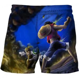 One Piece Luffy vs. Usopp Battle Scene Shorts for Children