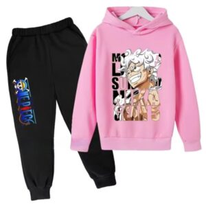 One Piece Monkey D. Luffy Gear 5 Pink Black Boys' Hoodie Set