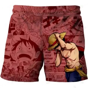 One Piece Muscular Luffy Manga Panels Art Shorts for Boys