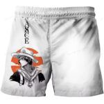 One Piece Portgas D. Ace Sunset Art White Shorts for Boys