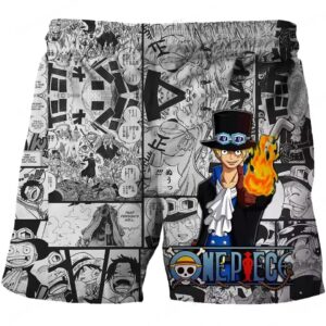 One Piece Sabo Flame Fruit Manga Panel Kids Shorts