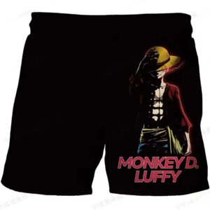 One Piece Serious Luffy Shadow Art Black Shorts for Kids