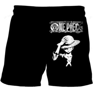 One Piece Straw Hat Luffy Monochrome Logo Shorts for Kids