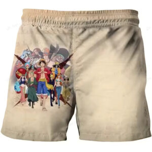 One Piece Straw Hat Pirates Crew Beige Shorts for Children