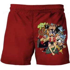 One Piece Straw Hat Pirates Crew Collage Red Kids Shorts