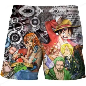 One Piece Straw Hat Pirates Crew Manga Collage Kids Shorts