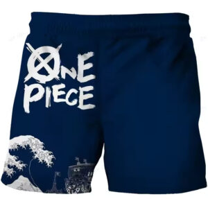 One Piece Thousand Sunny Ocean Wave Blue Children's Shorts