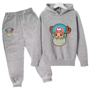 One Piece Tony Chopper Inside Bag All-Gray Children's Hoodie Set